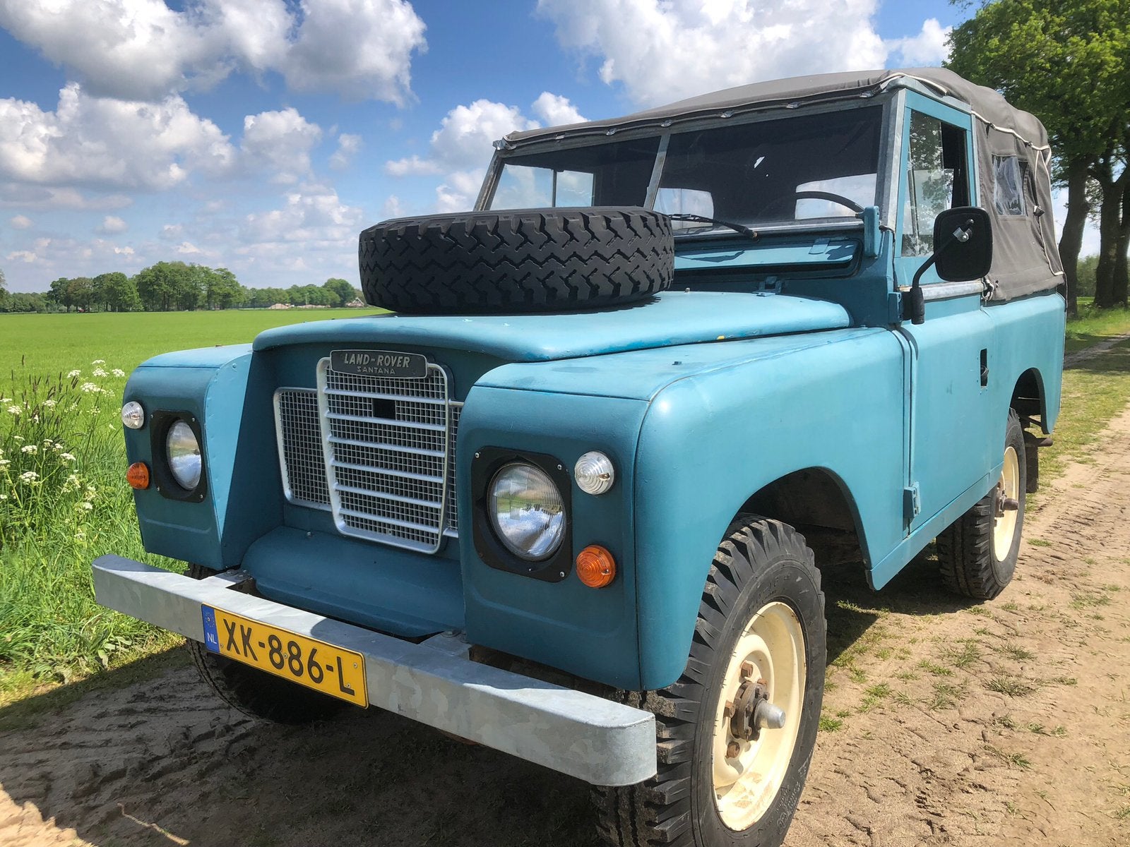 Land Rover Series 3 88 bj 1980, Auto's, 2286 cc, Blauw, 7 stoelen, 14 km/l