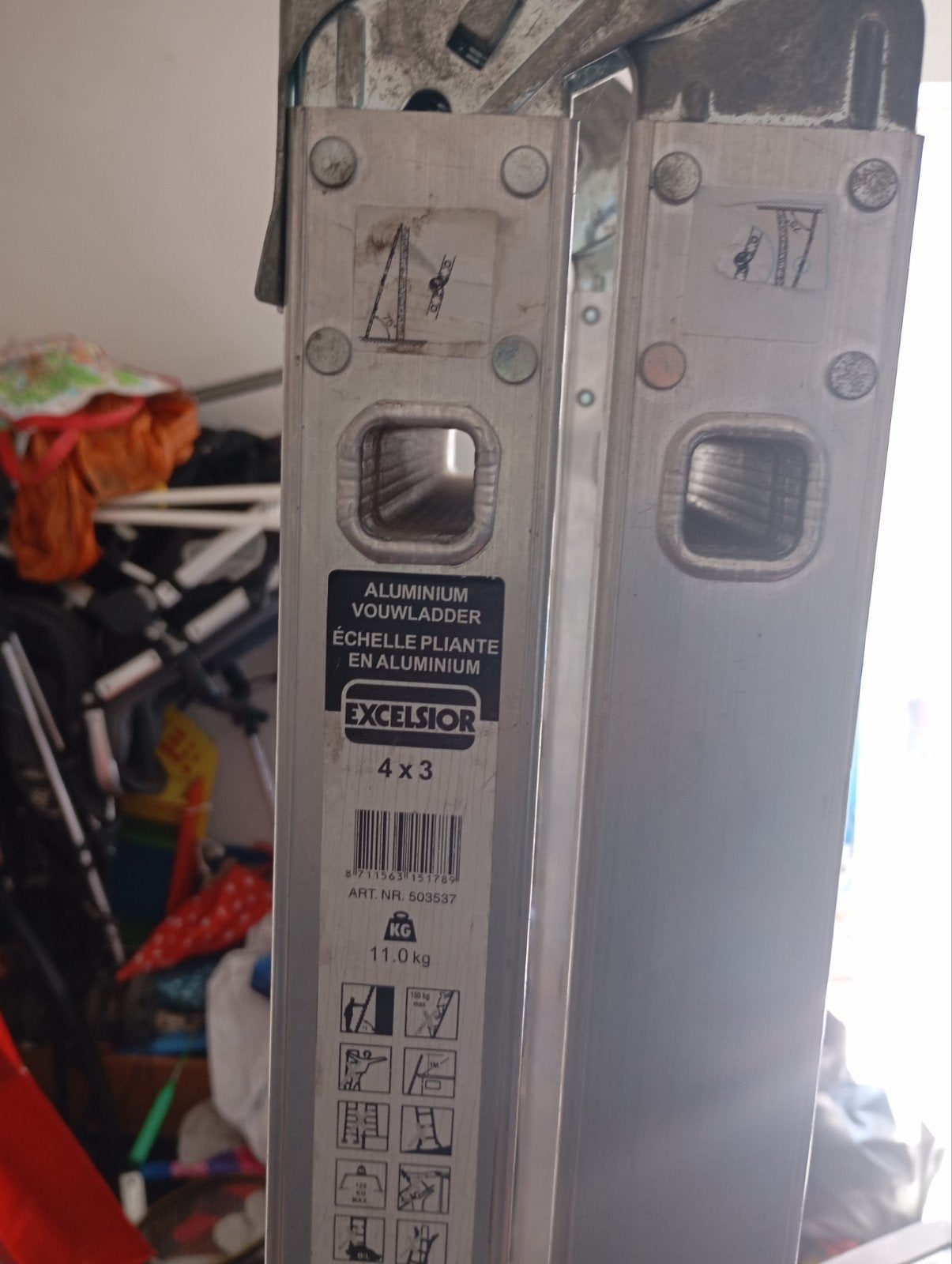 Multifunctionele aluminium vouwladder - Excelsior 4x3, Doe-het-zelf en Verbouw, Ladders en Trappen, Ophalen of Verzenden, Zo goed als nieuw