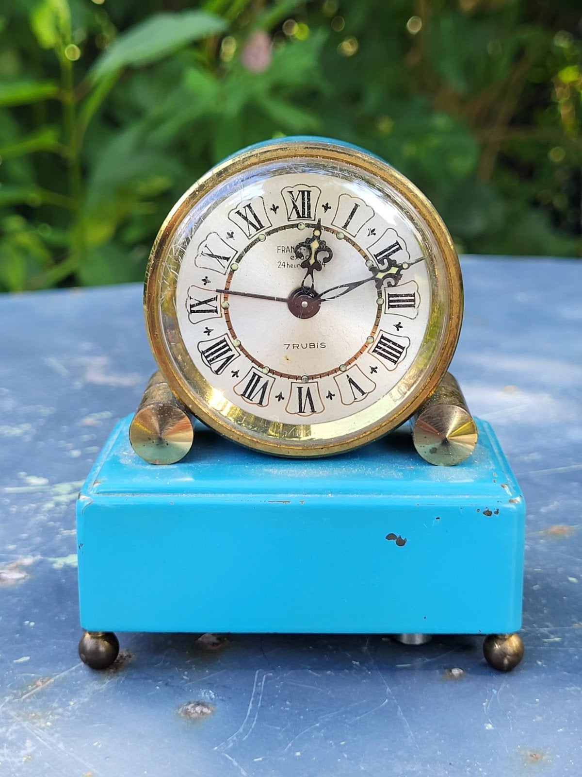 Brocante Franse decoratieve 7rubis wekker/ allegonda, Ophalen of Verzenden