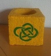 waxinelichthouder keramiek keltisch motief geel -theelicht, Ophalen, Nieuw