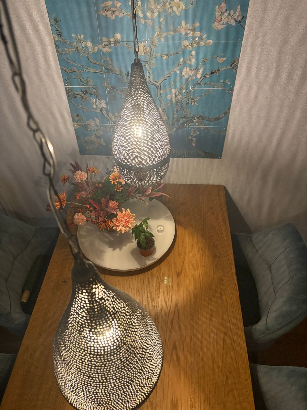 Zenza Ibiza stijl filigrain hanglampen incl.Led lampen Ø21cm, Oosters ibiza marokkaans, Zo goed als nieuw, Metaal, E27 (groot)