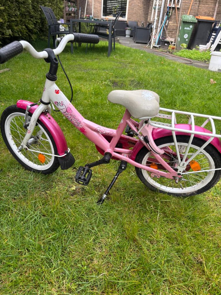 Kinderfiets, Fietsen en Brommers, Fietsen | Meisjes, Ophalen, Zo goed als nieuw, 16 inch, Handrem