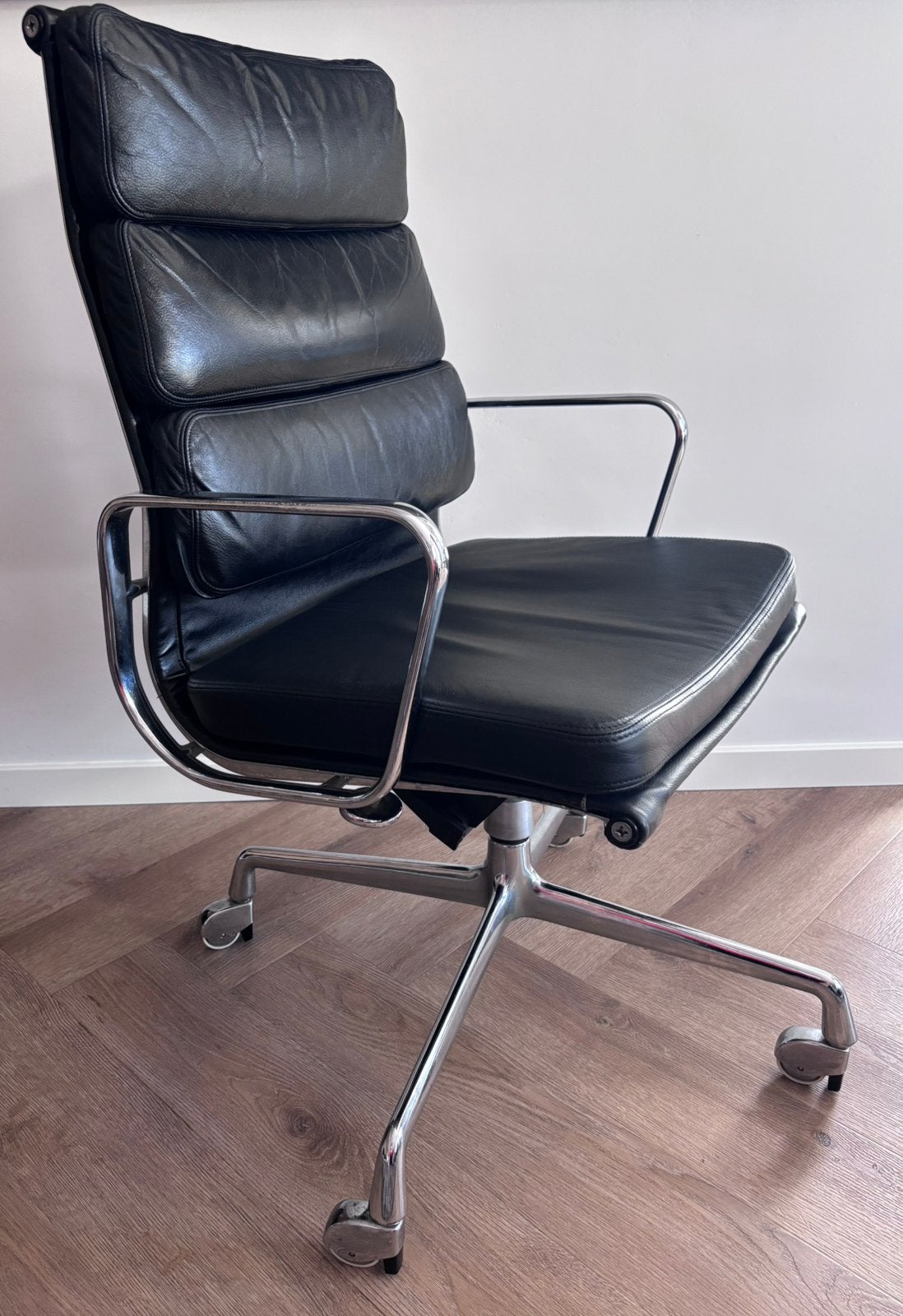 Vintage Eames Soft Pad Leer  EA 219 Herman Miller Jaren 70, Ophalen of Verzenden, Zo goed als nieuw, Zwart