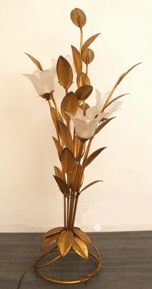 Hollywood Regency eclectic floral vintage design floor lamp, -, -, Ophalen of Verzenden, Glas