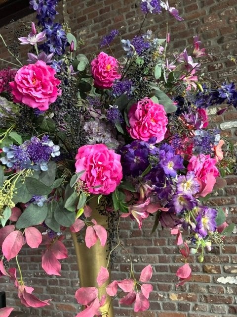 Grote vaas met kunstbloemen, Ophalen, Overige kleuren, Zo goed als nieuw, Geschikt voor droogbloemen