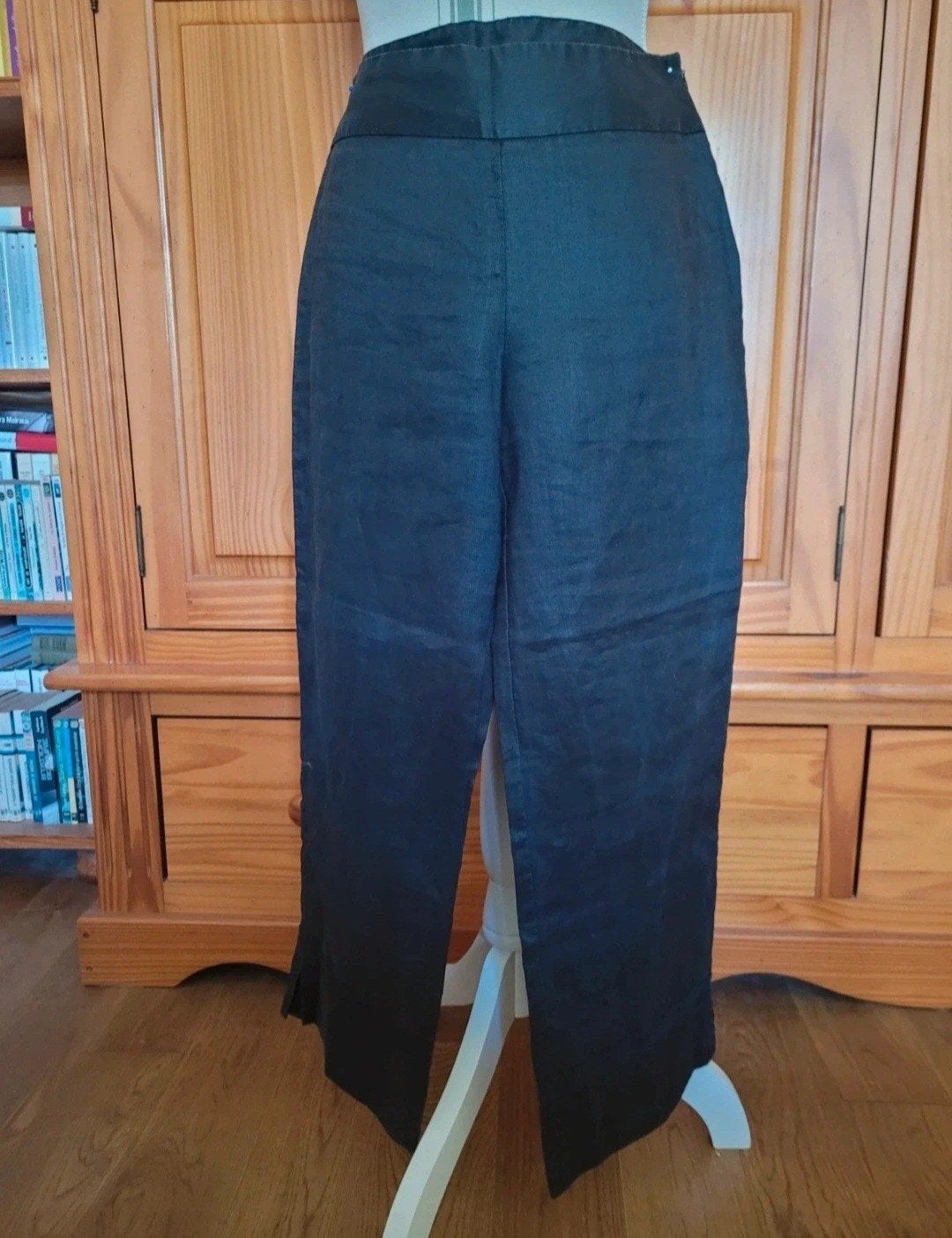 Donkergrijze Antraciet Linnen Broek Maat S, Kleding | Dames, Ophalen of Verzenden, Kiabi, Maat 36 (S), Gedragen