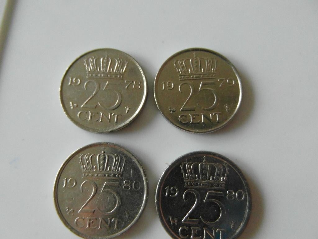 kwartje 25 cent Kon Juliana 1978  1979  1980 ( 2 x ), Ophalen of Verzenden, Koningin Juliana, 25 cent, Losse munt