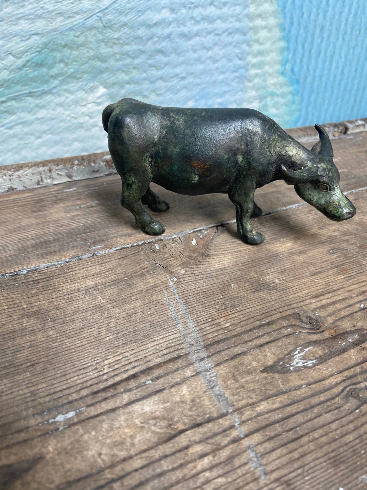 Mooi gepatineerde bronzen waterbuffel / karbouw, Minder dan 20 cm, Ophalen of Verzenden, Beeld, Azië