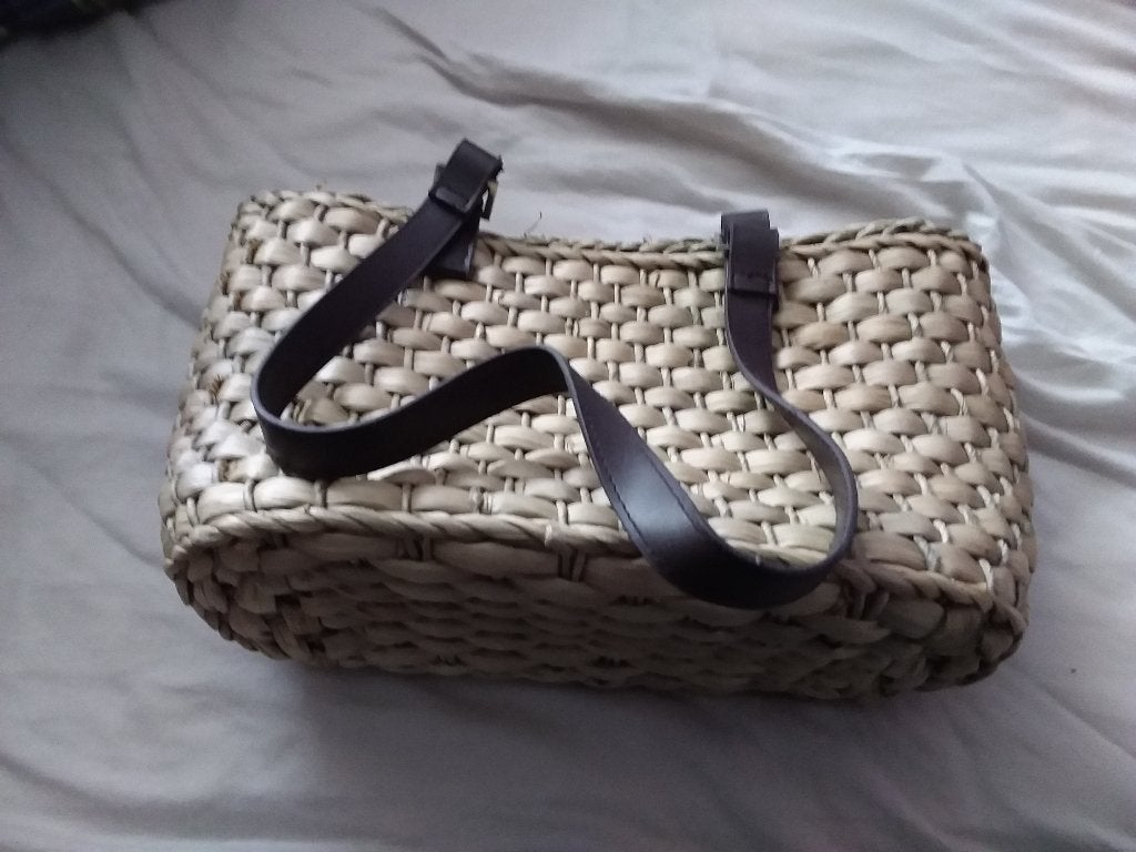 Rieten tasje met rits, Ophalen of Verzenden, Zo goed als nieuw, Beige, Schoudertasje