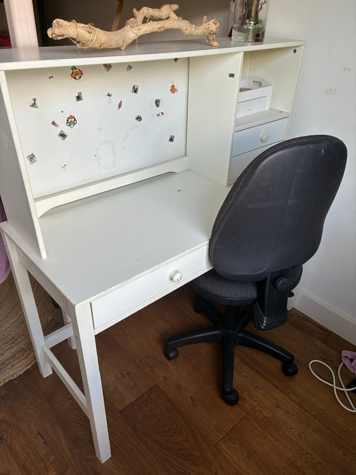 Wit bureau met stoel en bankje, Ophalen, Gebruikt, Kinderbureau, Overige merken
