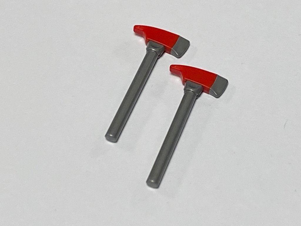 Partij nieuwe Lego 2x zilveren bijl met rode kop / axe, Overige thema's, Lego, Nieuw, Ophalen of Verzenden
