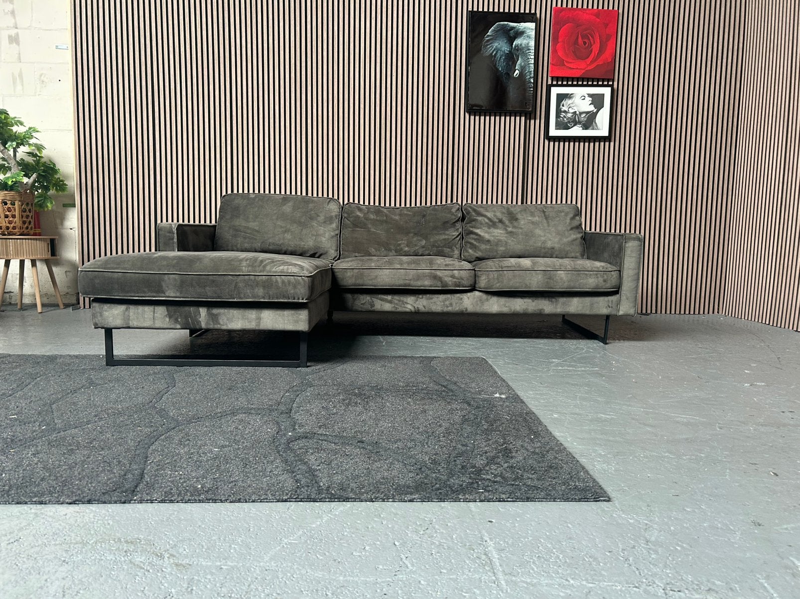 GRATIS LEVERING Velvet Loungebank Groen 264X175 GEREINIGD