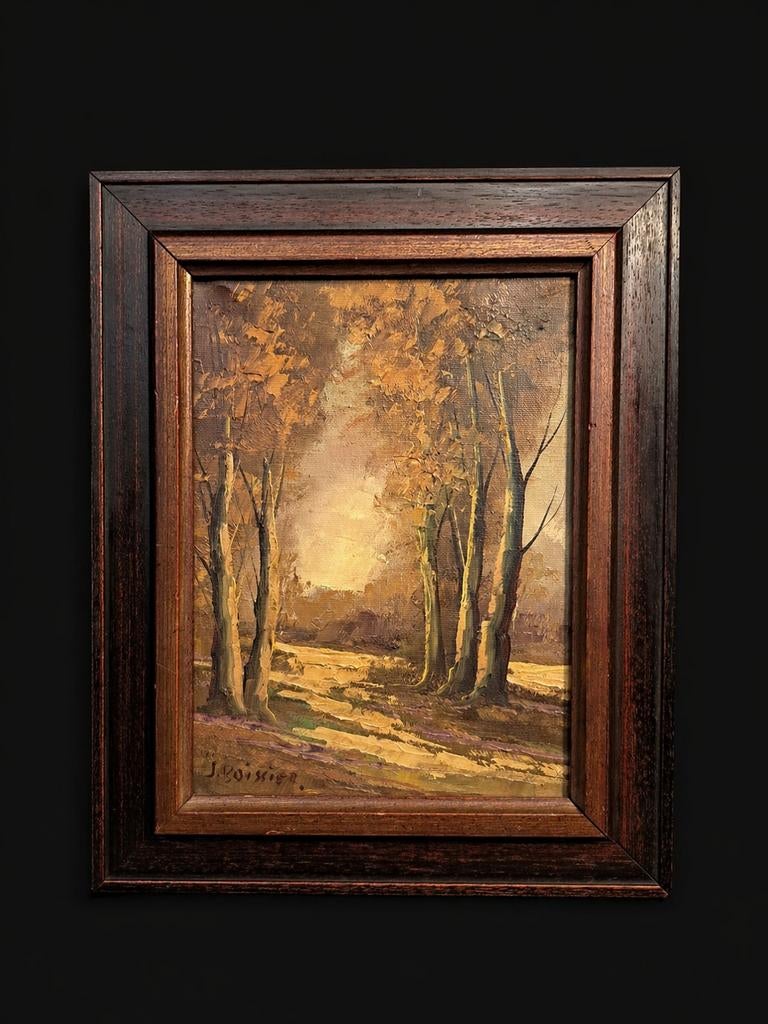 Schilderij J. Boissier - Herfstbos, Ophalen of Verzenden