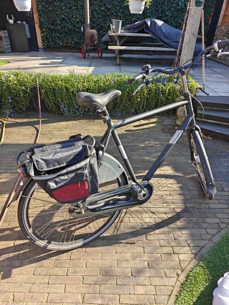 Zwarte herenfiets Sparta Spiritz met fietstassen, Fietsen en Brommers, Fietsen | Dames | Damesfietsen, Ophalen, Gebruikt, Overige merken