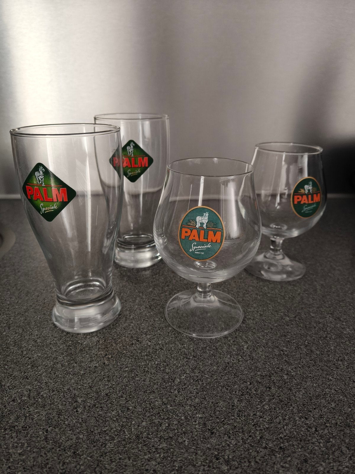 Palm bierglazen, Ophalen of Verzenden, Zo goed als nieuw, Bierglas