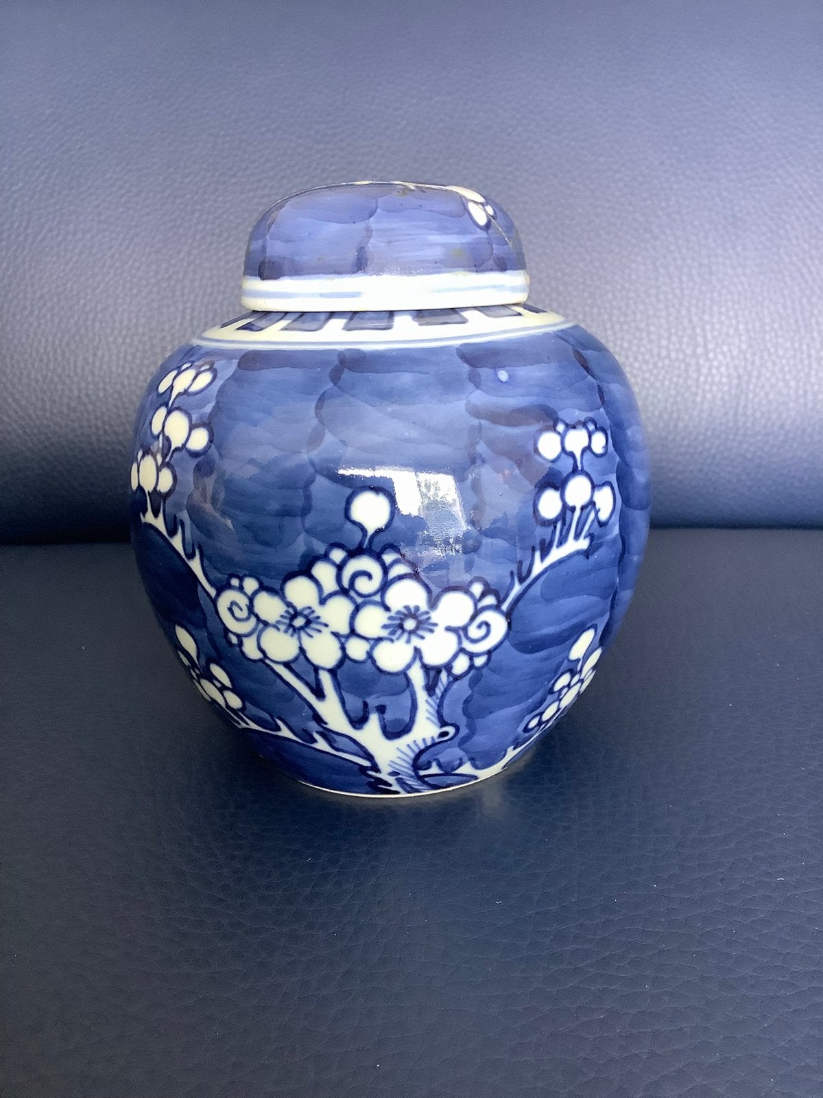 Antieke Chinese Blauw-Witte Gemberpot - Prunus decor (~1900), Ophalen of Verzenden