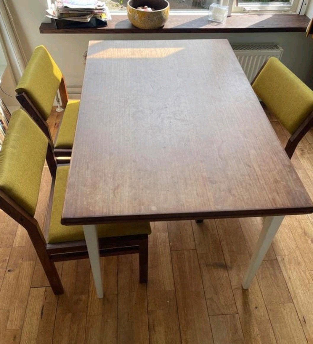 Massief houten uitschuiftafel 125x83 tot 172/21983, Ophalen, Gebruikt, 100 tot 150 cm, Eikenhout