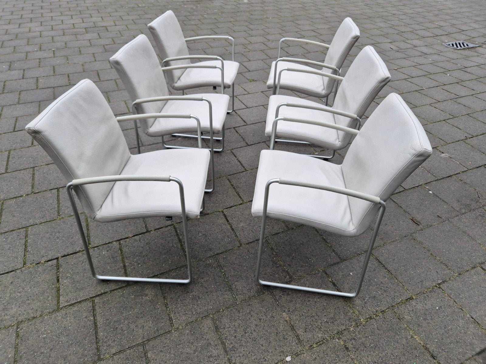 Opruiming 6 Leolux talos eetkamerstoelen zie al mijn advt, Wit, Ophalen of Verzenden, Arco frame eames stijl, Vijf, Zes of meer stoelen