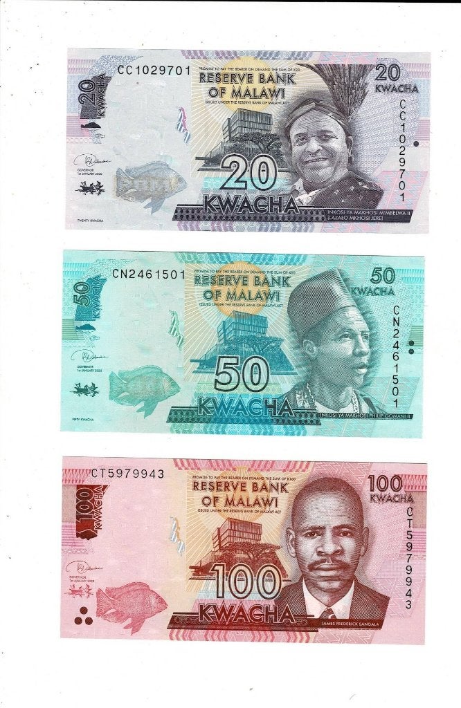 Malawi, 20, 50 & 100 kwacha 2020 - UNC, Postzegels en Munten, Verzenden, Overige landen