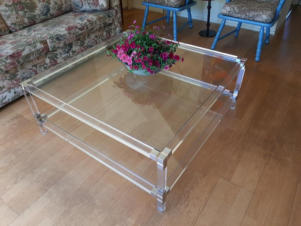 Glazen Kunststof Salontafel 100x100x40 cm, Ophalen of Verzenden