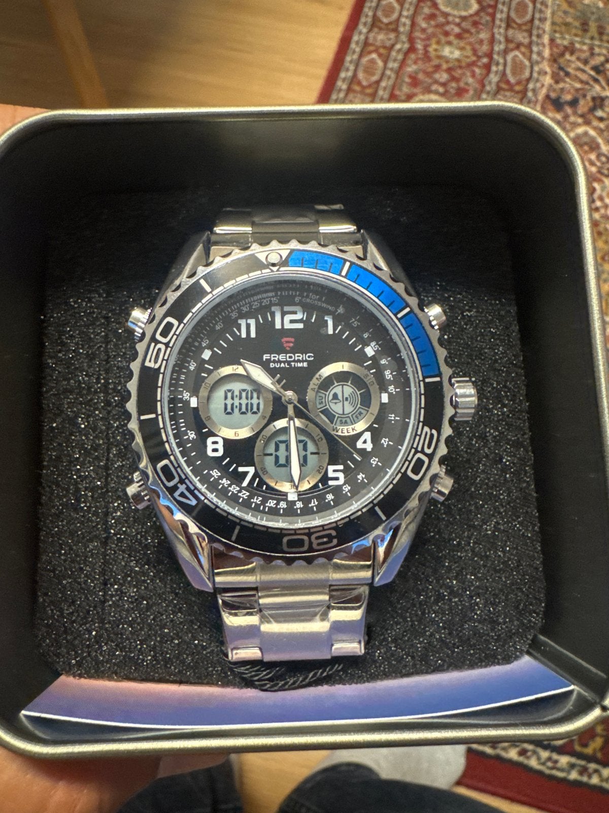 Frederic Dual Time Chronohybrid Horloge - Nieuw, Sieraden, Tassen en Uiterlijk, Staal, Polshorloge, Zo goed als nieuw, Ophalen