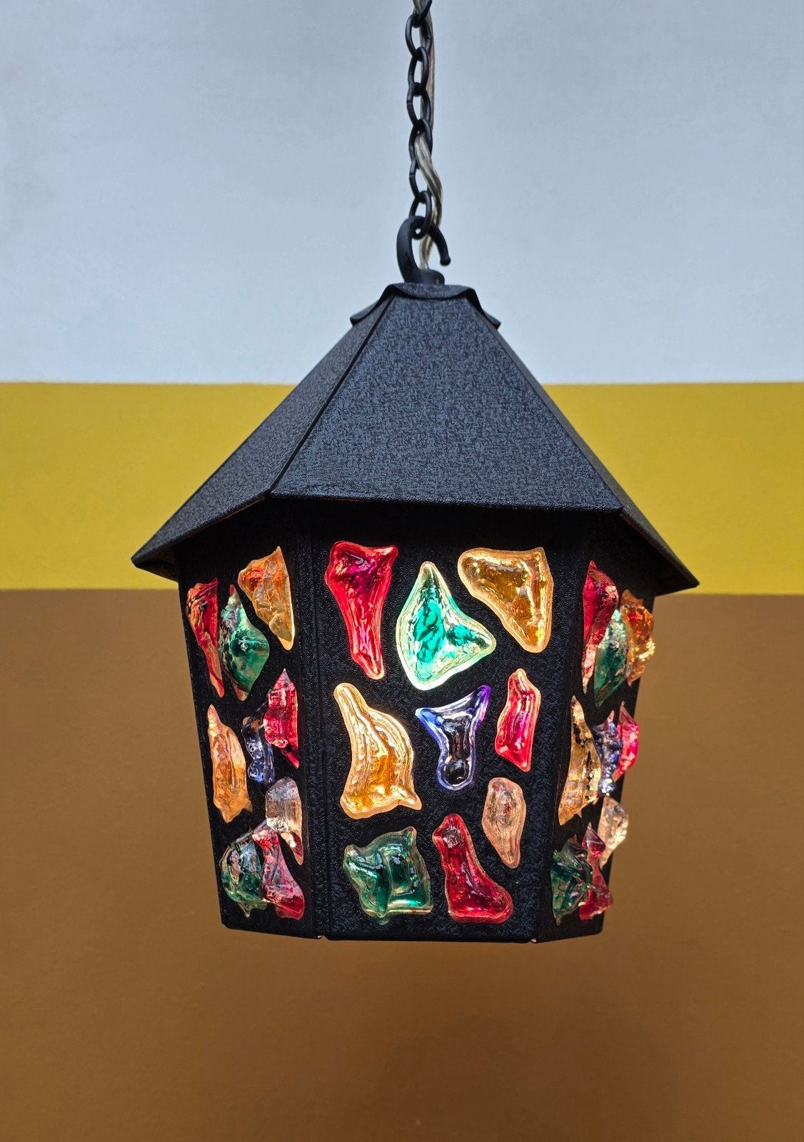 Vintage, design hanglamp. Peter Marsh. Brutalist., Peter Marsh, Ophalen of Verzenden, Glas
