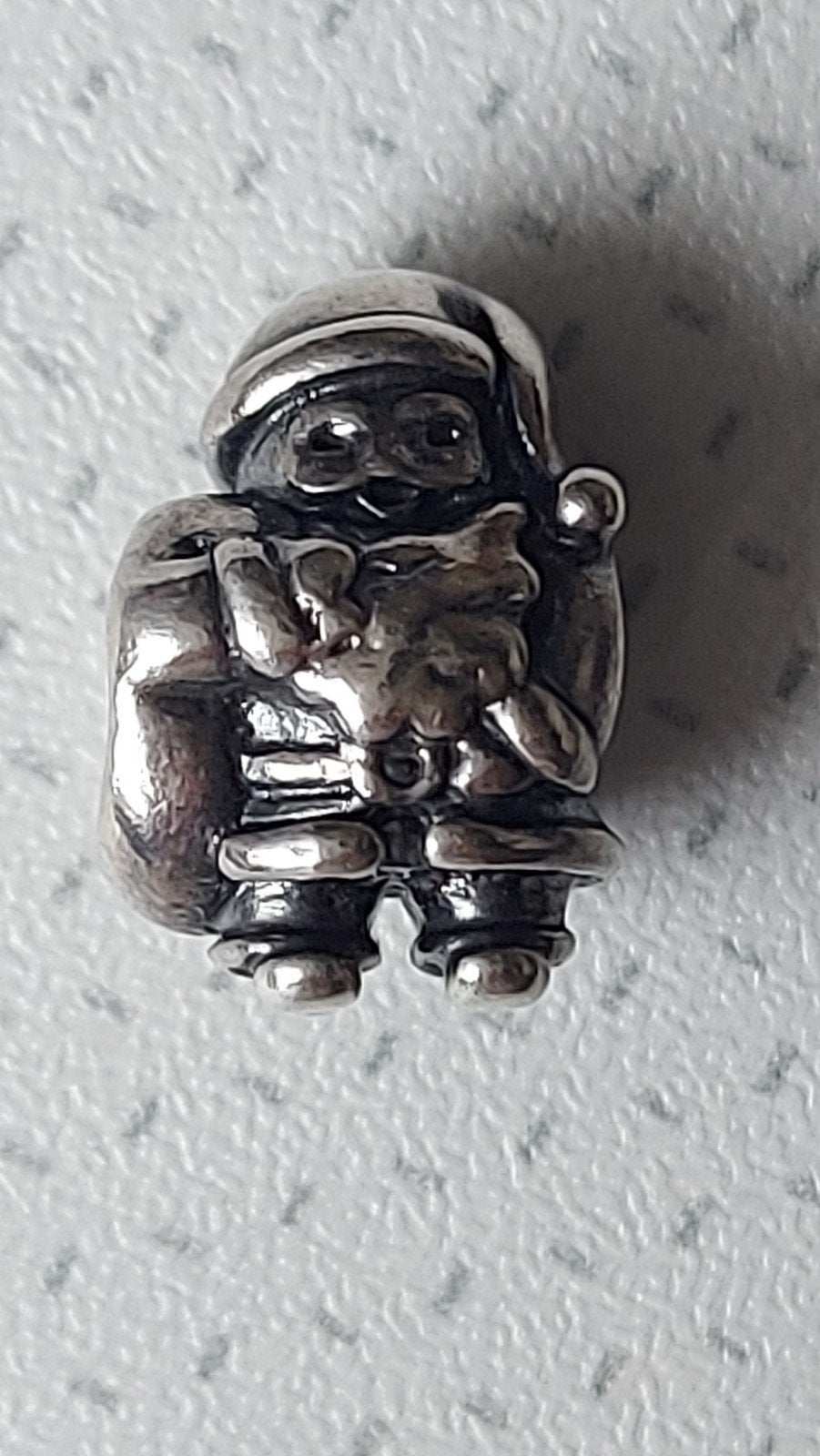 Zeldzame originele Pandora bedel kerstman, Ophalen of Verzenden, Zo goed als nieuw, Zilver, Pandora