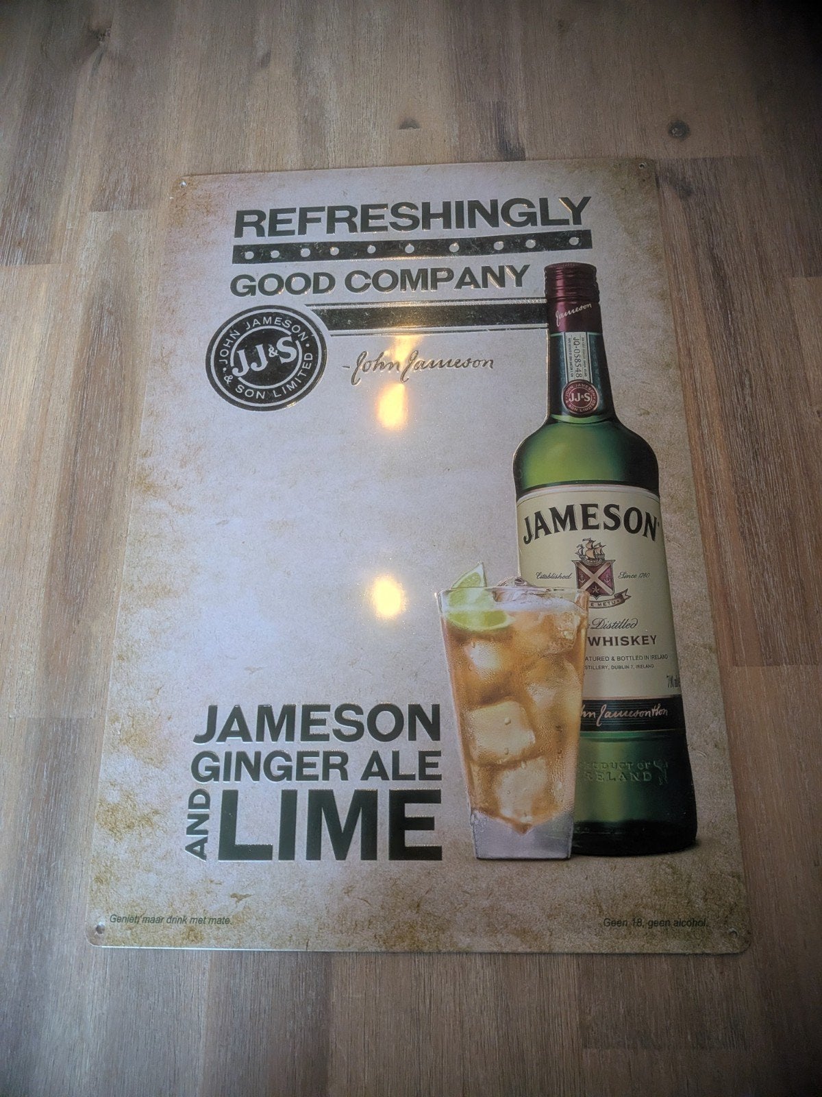 Jameson Whiskey Reclamebord - Vintage Stijl, Ophalen of Verzenden, Gebruikt