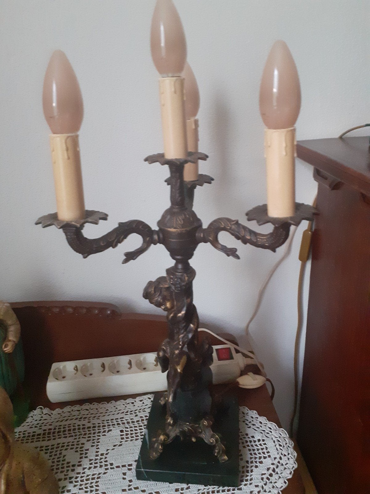 schemerlamp met engel., Antiek en Kunst, Ophalen of Verzenden