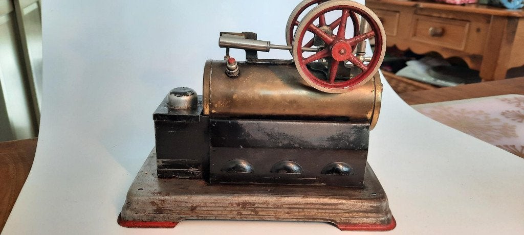 Antieke stationaire speelgoedstoommachine, Ophalen of Verzenden, Gebruikt