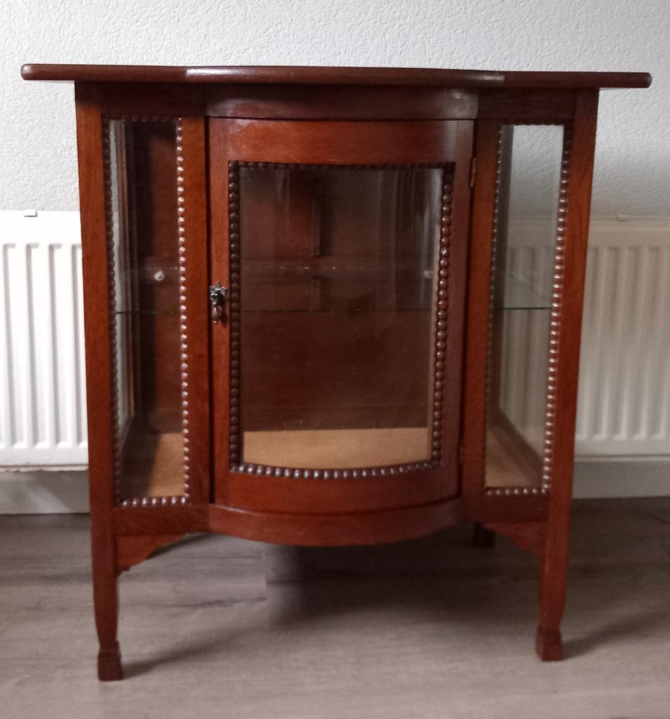 Oud theekastje / vitrinekastje, Huis en Inrichting, Ophalen, Gebruikt, 50 tot 100 cm, Minder dan 100 cm