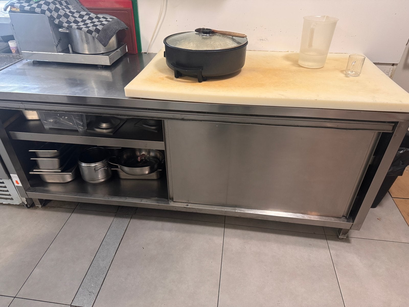RVS Werktafel Kast 200x70 cm met Schuifdeur, Ophalen of Verzenden, Gebruikt, RVS Meubilair