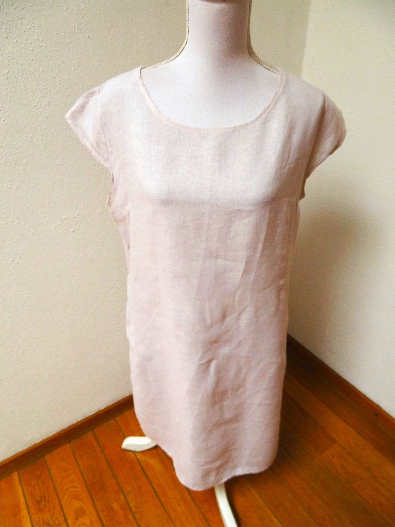 Z55 MADE IN ITALY linnen jurk beige M 38/40, Kleding | Dames, Jurken, Maat 38/40 (M), Made in Italy, Beige, Ophalen of Verzenden