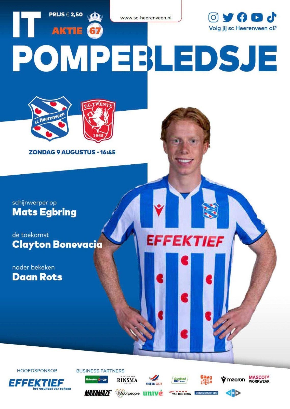 Programmaboekje SC Heerenveen - FC Twente 9 augustus 2026, Ophalen of Verzenden, F.C. Twente