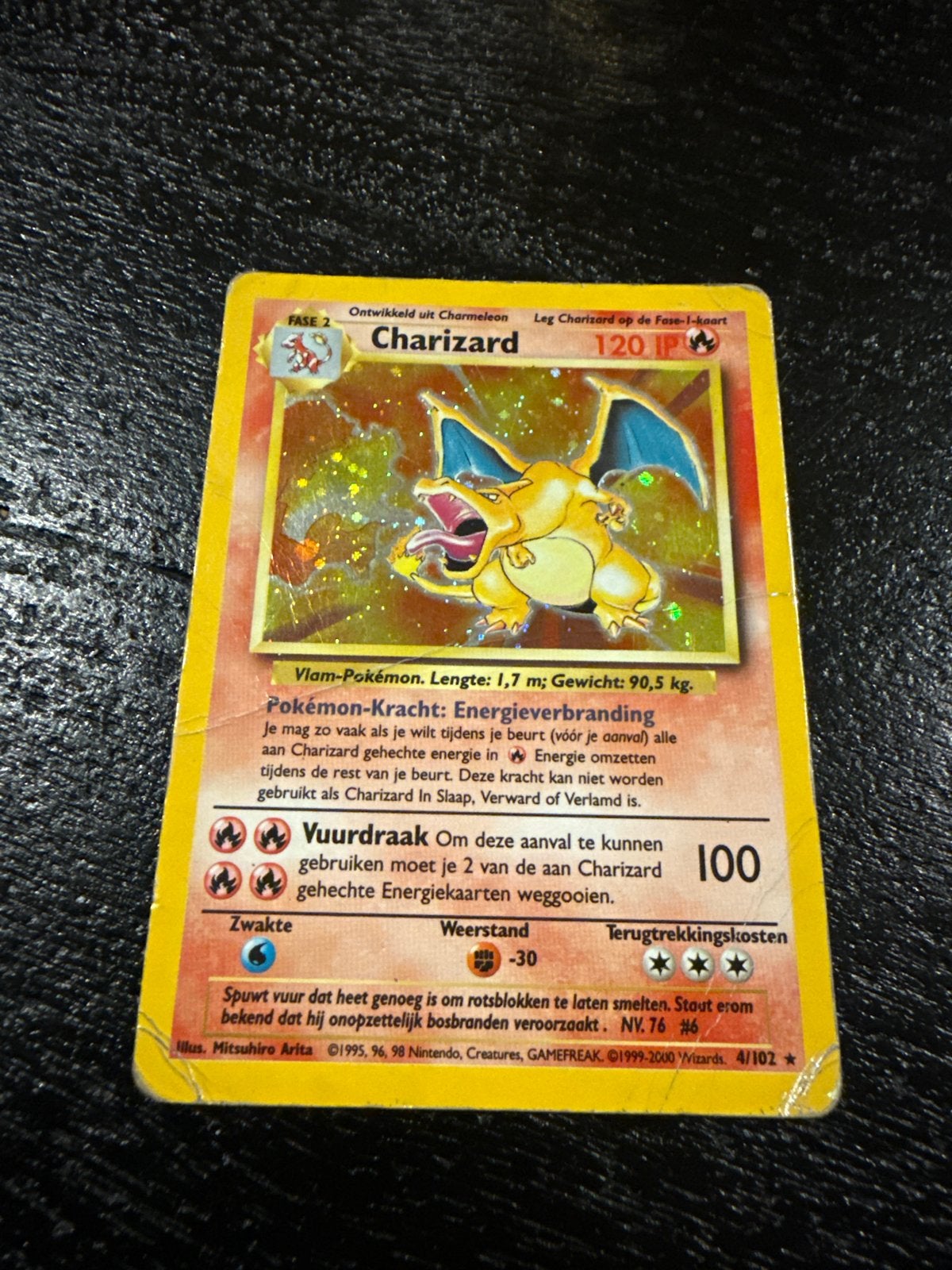 Charizard Pokémon kaart - Base Set - Holo - Gebruikt 1999, Ophalen of Verzenden, Gebruikt, Losse kaart, Foil