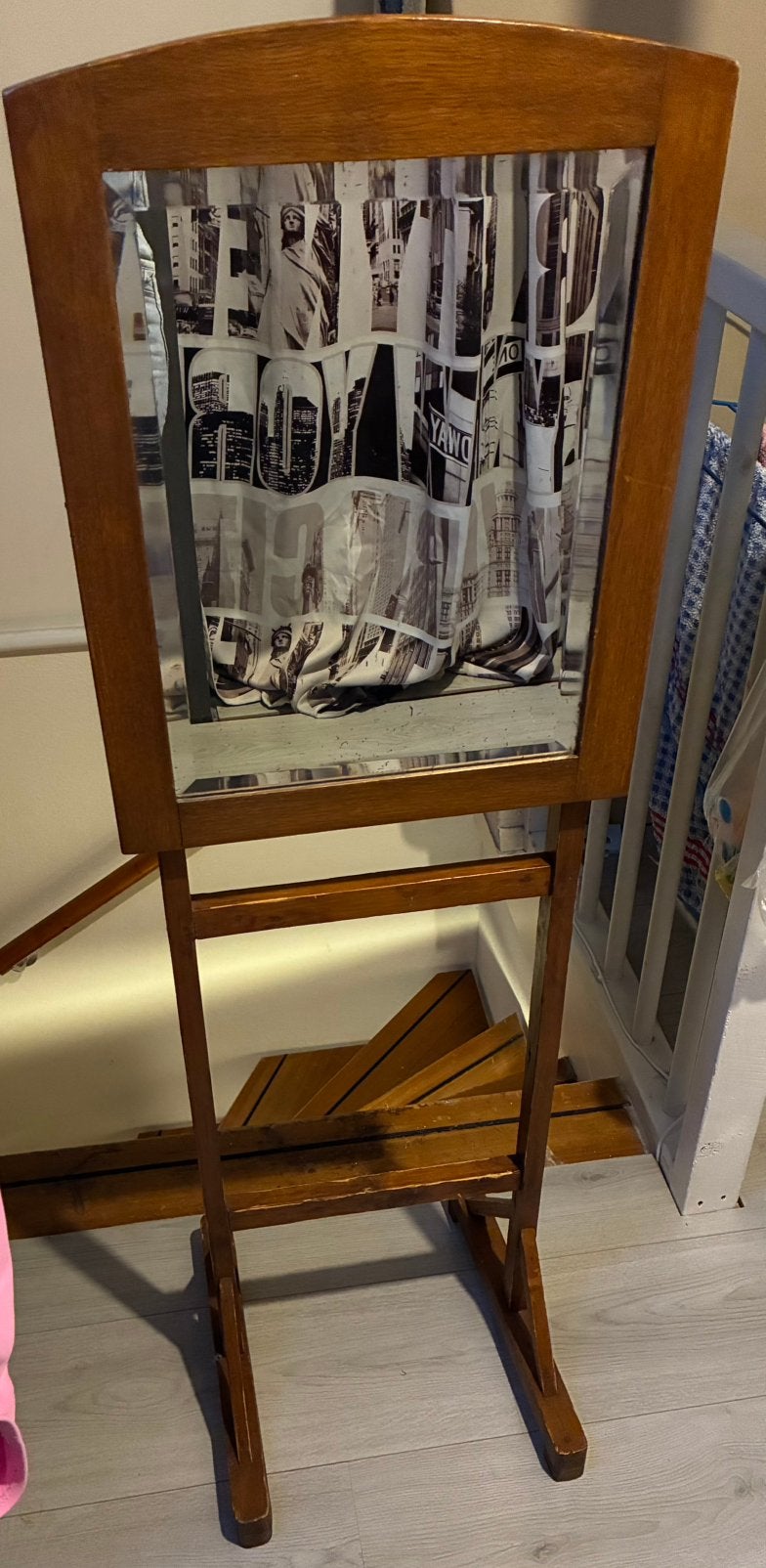 Vintage school spiegel op standaard, Ophalen, Rechthoekig, Minder dan 50 cm, 100 tot 150 cm