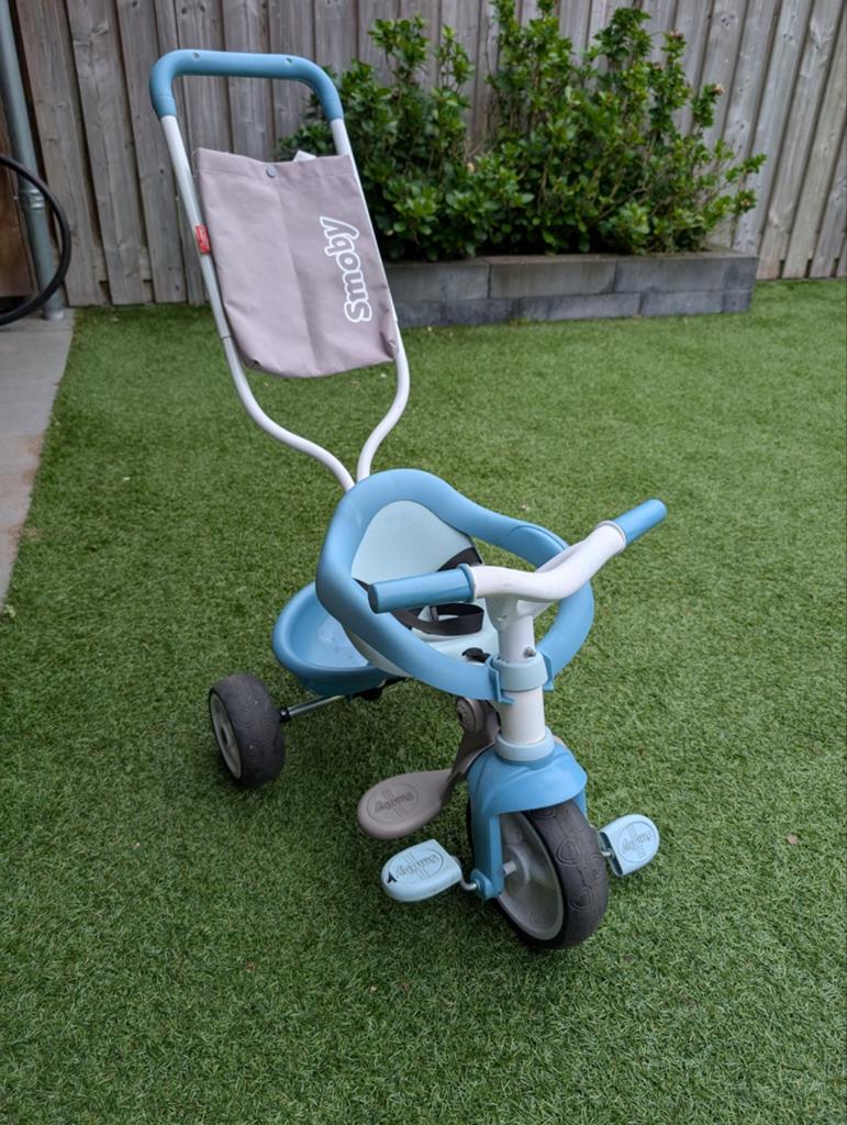 Smoby driewieler blauw met veiligheidsbeugel, Ophalen, Gebruikt, Smoby