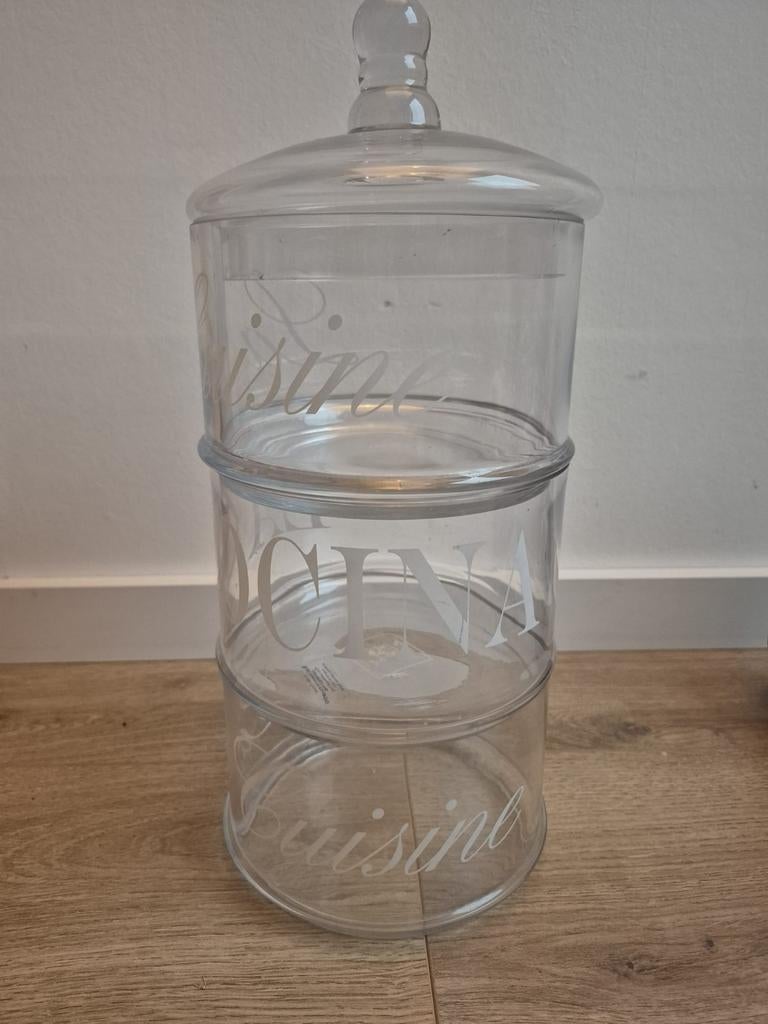 Riviera maison glazen voorraadpot, Glas, Ophalen of Verzenden, Zo goed als nieuw, Voorraadpot