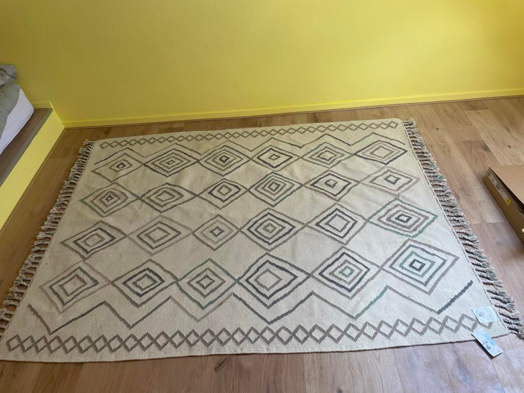 Handgemaakt vloerkleed met geometrisch patroon, Ophalen, 150 tot 200 cm, 200 cm of meer, Zo goed als nieuw