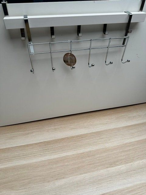 2x Deurkapstok met 5 Haken – Wit en Chroom, Wandkapstok, Nieuw, Ophalen of Verzenden, Minder dan 100 cm
