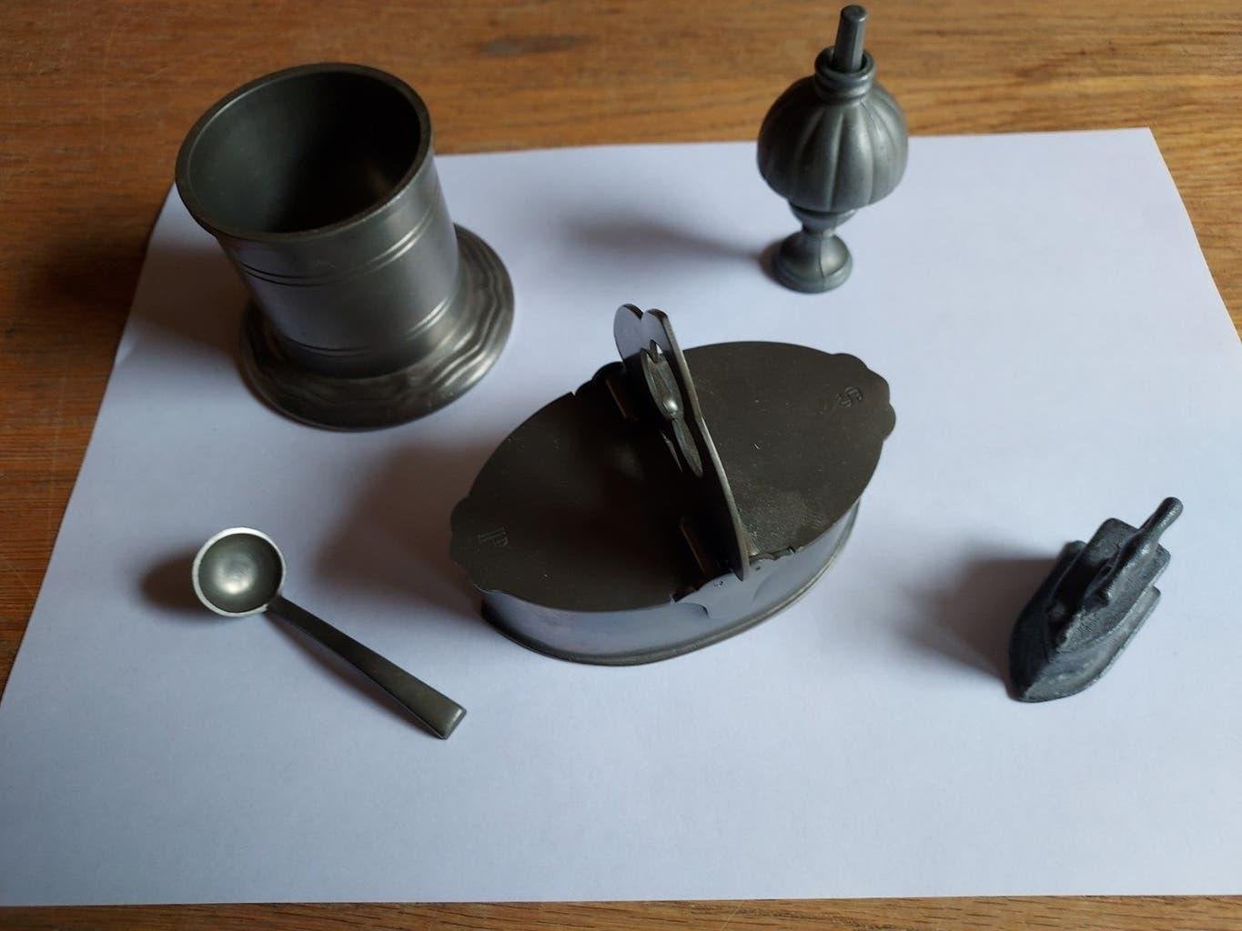 5 stuks miniaturen van Tin € 20.-, Ophalen of Verzenden