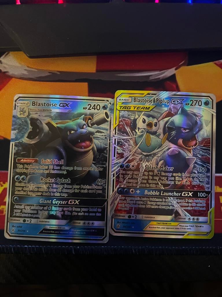 Pokémon Kaarten: Blastoise GX & Blastoise & Piplup GX, Ophalen of Verzenden, Nieuw, Meerdere kaarten, Foil