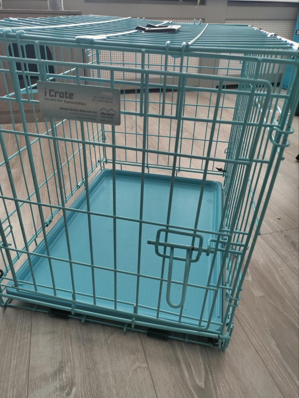 MidWest iCrate Hondenbench – 'Hey Baby Blue' Fashion Edition, Dieren en Toebehoren, Ophalen, Zo goed als nieuw, Minder dan 65 cm