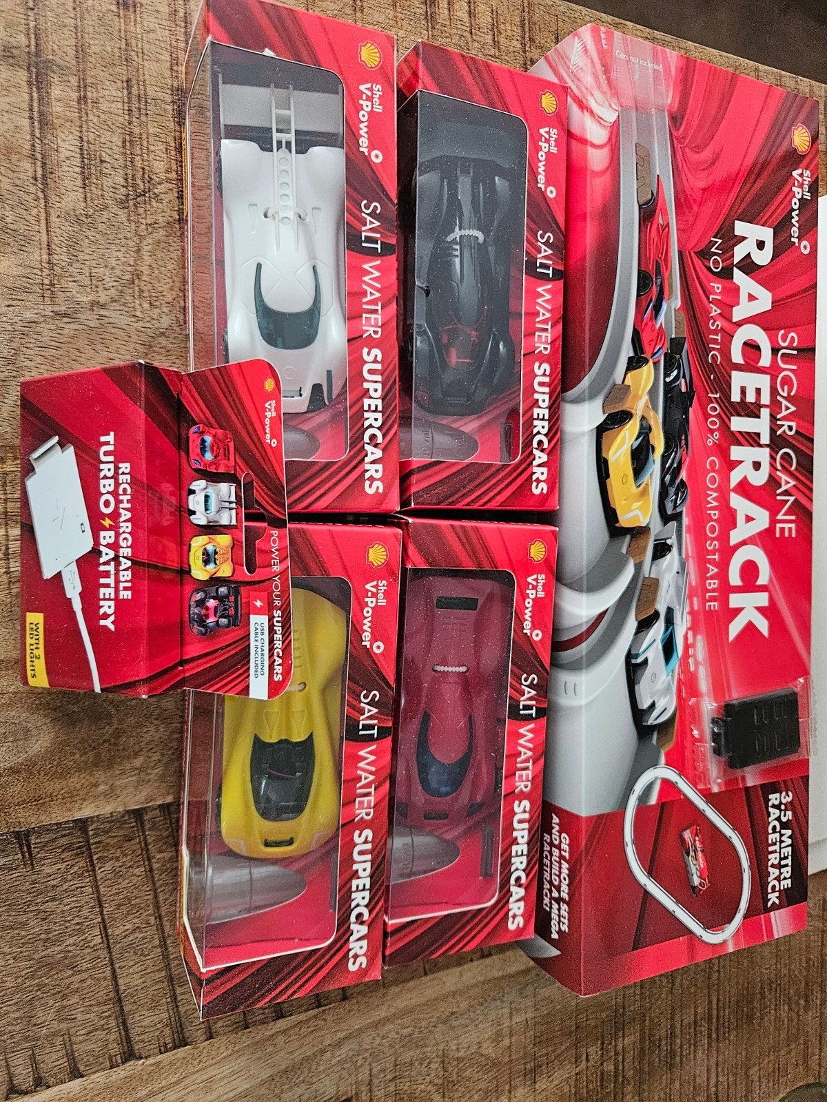 Shell V-Power Sugar Cane Racetrack & Salt Water Supercars, Racebaan, Zelf te bouwen, Nieuw, Elektrisch