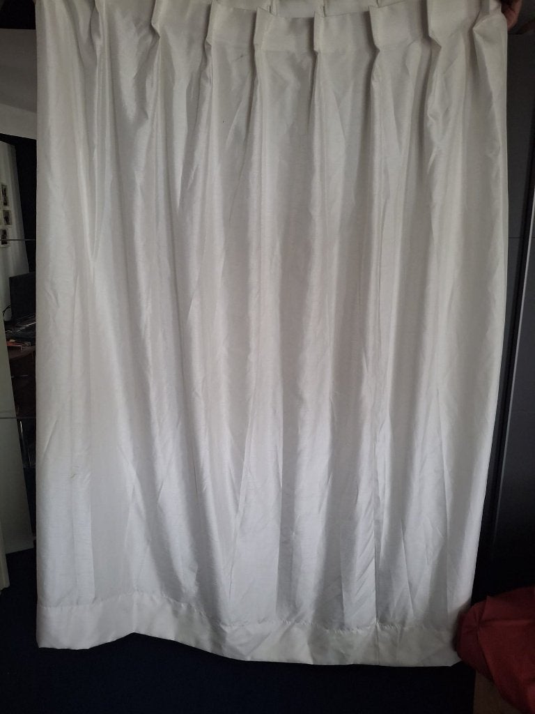 creme witte gordijnen, Huis en Inrichting, Overige merken, Plooiafwerking, 180 cm, Wit