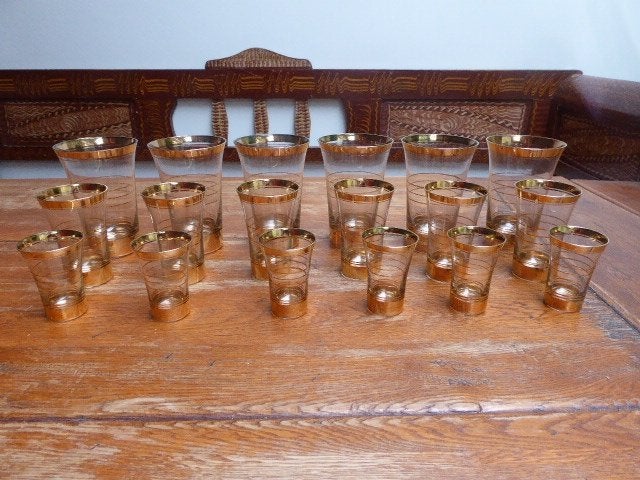 18 art deco glazen met goud, de Rupel Booms, Ophalen of Verzenden