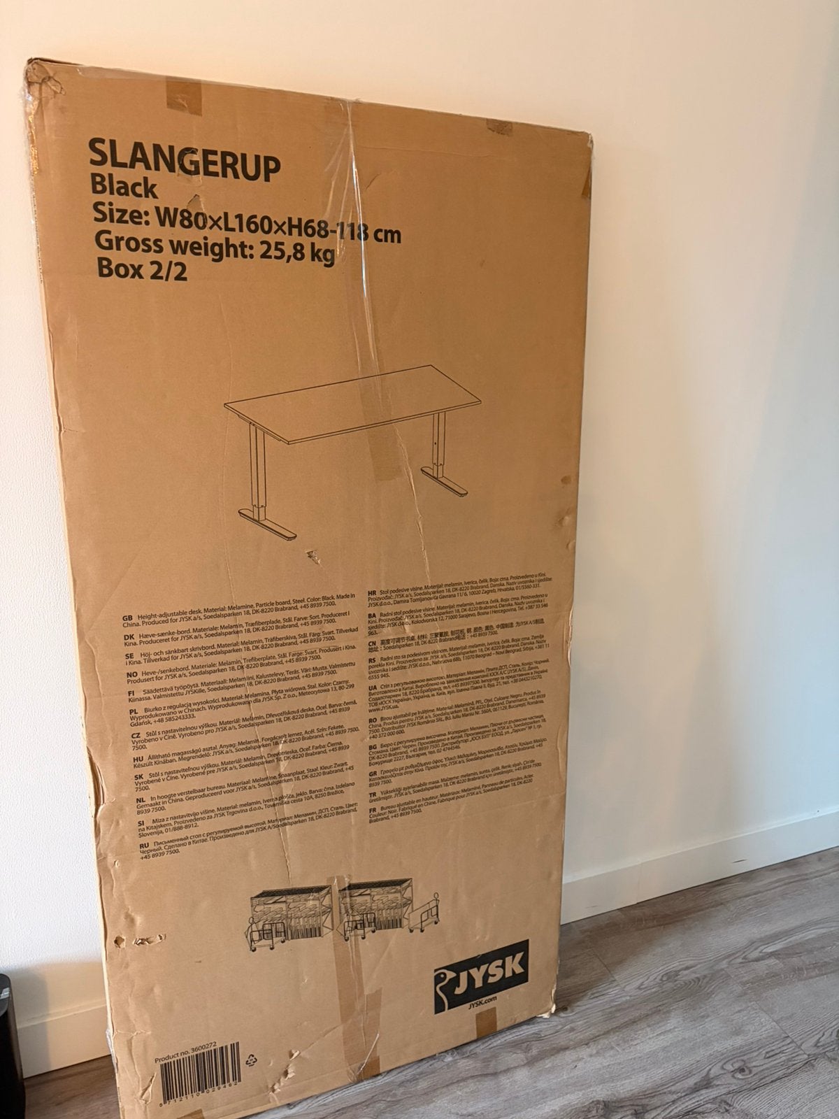 Nieuw in doos JYSK SLANGERUP bureaublad 80x160, Zwart, 160 cm, Spaanplaat of MDF, Nieuw