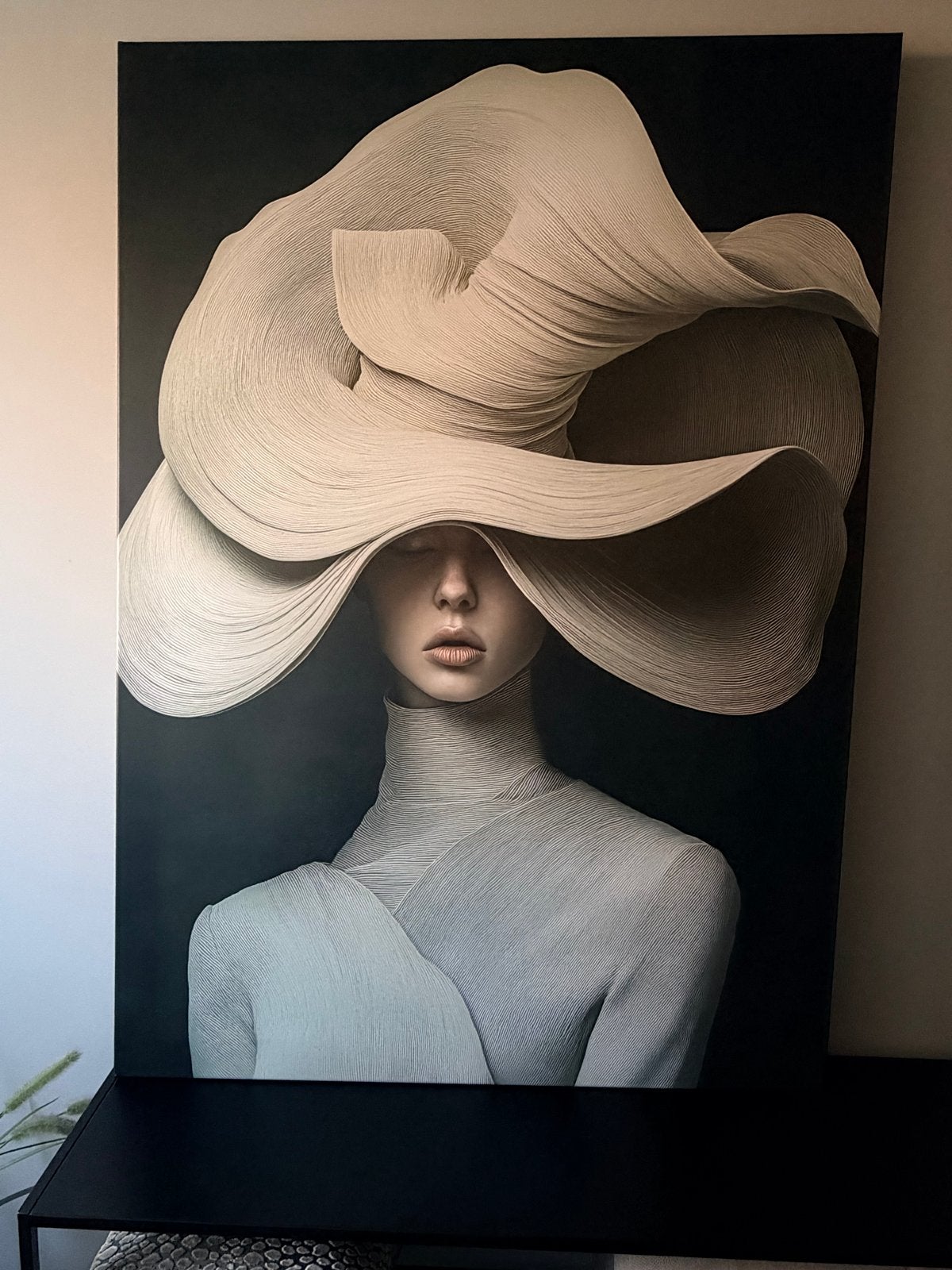Canvas schilderij: Vrouw met Grote Hoed, Antiek en Kunst, Kunst | Schilderijen | Modern, Ophalen, Print, Op houten frame, Portret