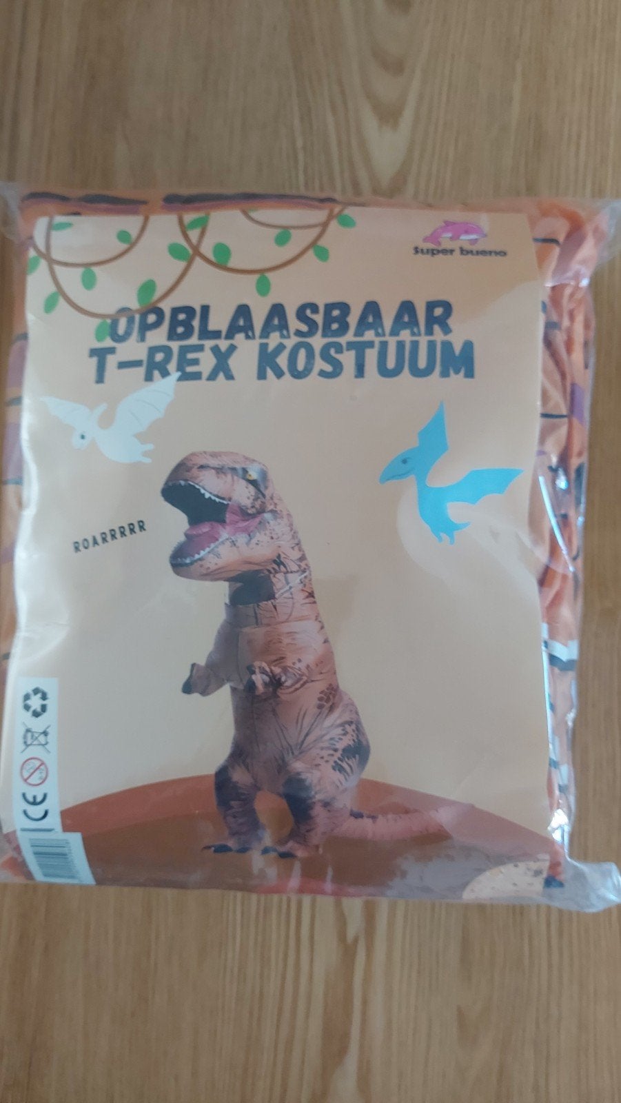 Opblaasbaar T-Rex Kostuum - Super Bueno, Hobby en Vrije tijd, Verzenden, Zo goed als nieuw, Kostuum, Halloween of Griezel
