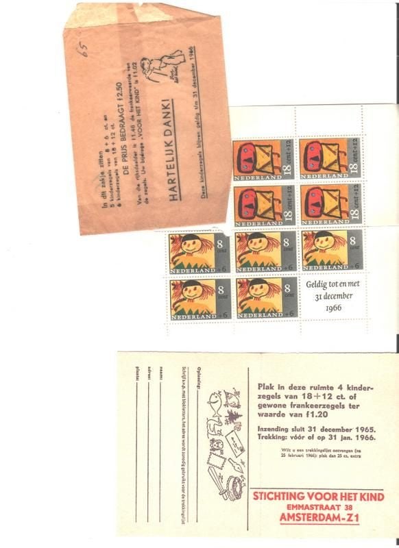 kinderpostzegels met enveloppe vanaf 1967 - omschrijving, Postzegels en Munten, Postzegels | Nederland, Ophalen of Verzenden, Na 1940
